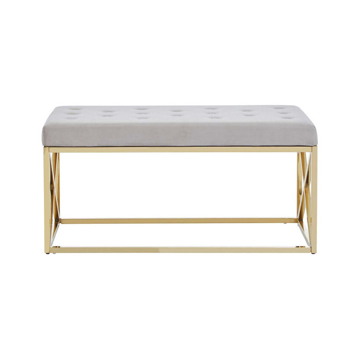 Allure Mink Velvet Gold Finish Bench