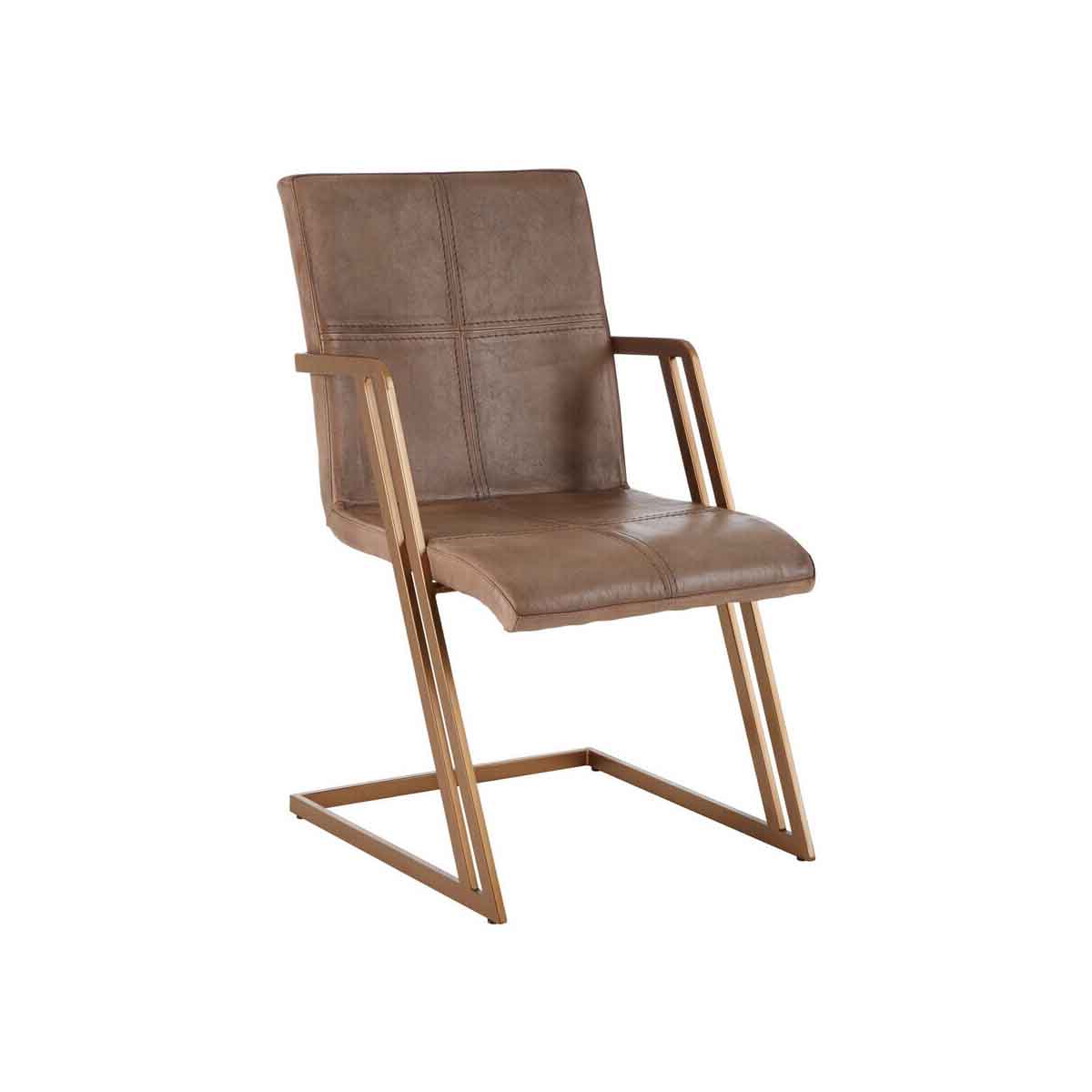 Buffalo Grey Leather And Iron Chair