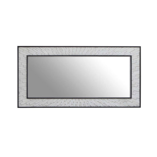 Milan Grey and White Finish Elm Wood Wall Mirror