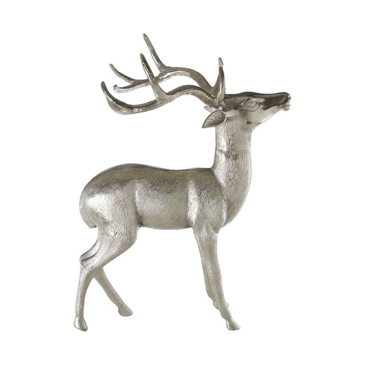 Large Nickel Finish Floor Standing Stag