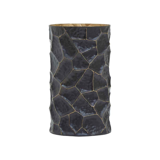 Akola Small Metal Vase in Black and Gold