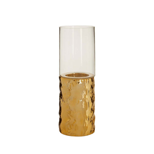 Martele Small Pillar Gold Candle Holder