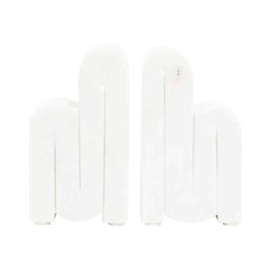 Nason Set Of 2 White Marble Bookends