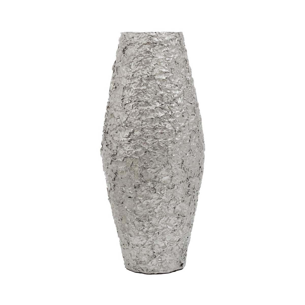 Akola Large Silver Textured Metal Vase