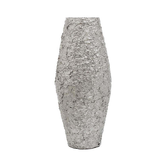 Akola Large Silver Textured Metal Vase