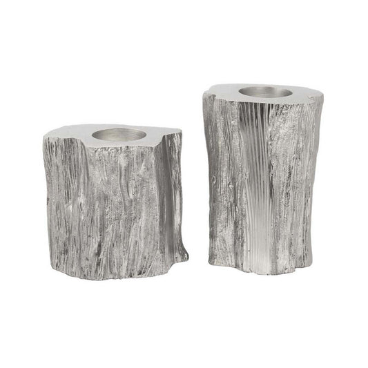 Akola Set Of Two Silver Tealight Holders