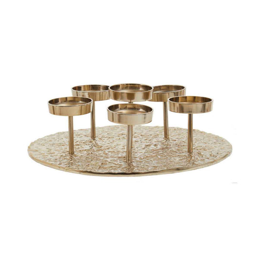 Akola Gold Round Six Pillar Candle Holder