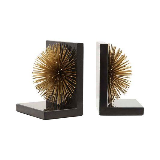 Mirano Set Of Two Gold Finish Starburst Bookends