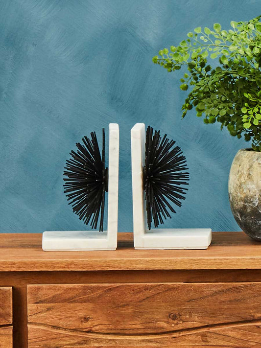 Mirano Set Of Two Black Finish Starburst Bookends