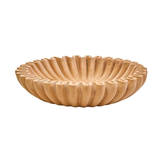 Savio Small Ochre Fluted Marble Bowl