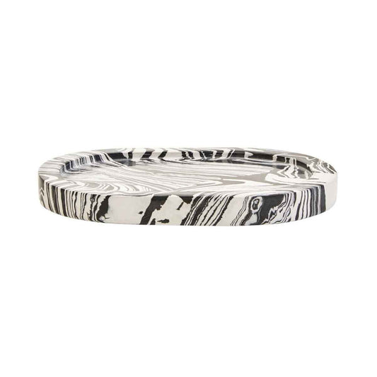 Helsa Black And White Oval Marble Tray