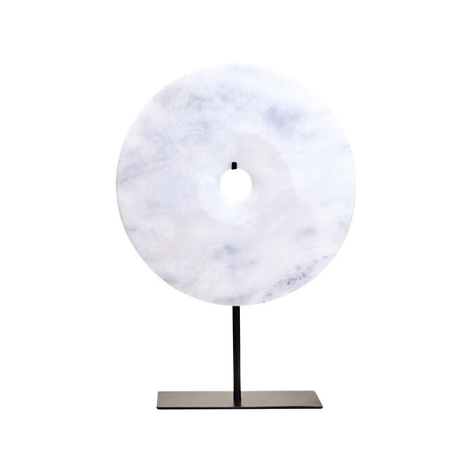 Zoro Large Round White Marble Disc Sculpture