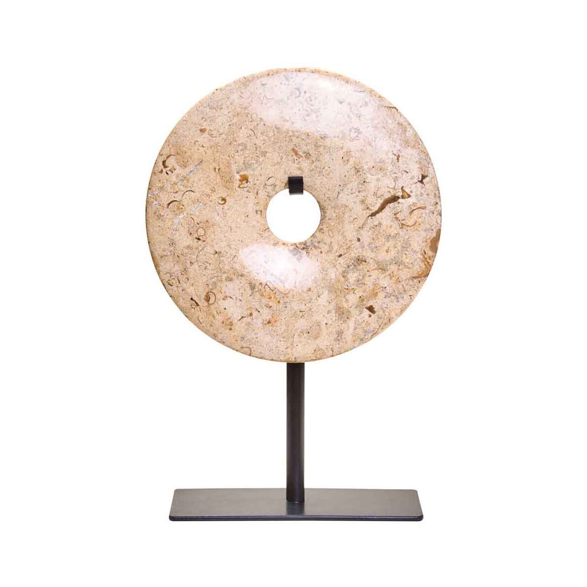 Zoro Small Round Natural Speckled Marble Disc Sculpture