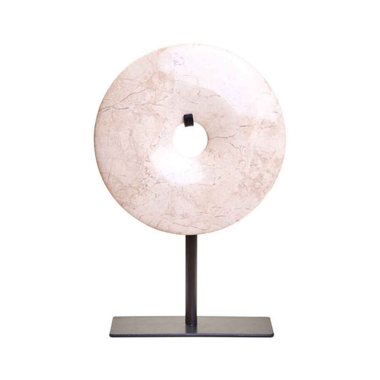 Zoro Extra Small Round Cream Marble Disc Sculpture