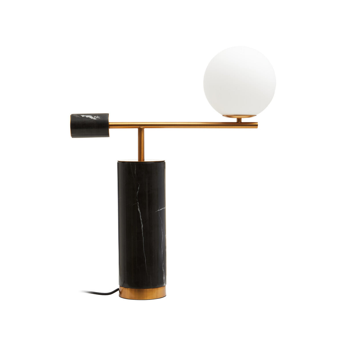 Marmo Black Marble Table Lamp With White Shade