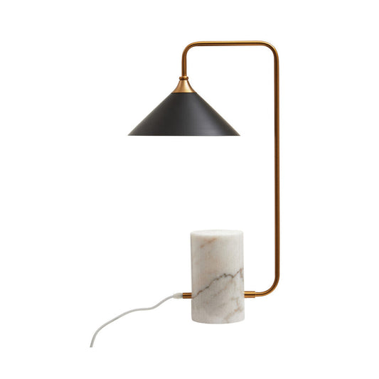 Marmo Black Shade Table Lamp With White Marble Base