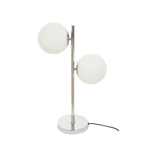 Karter White Glass With Chrome Table Lamp