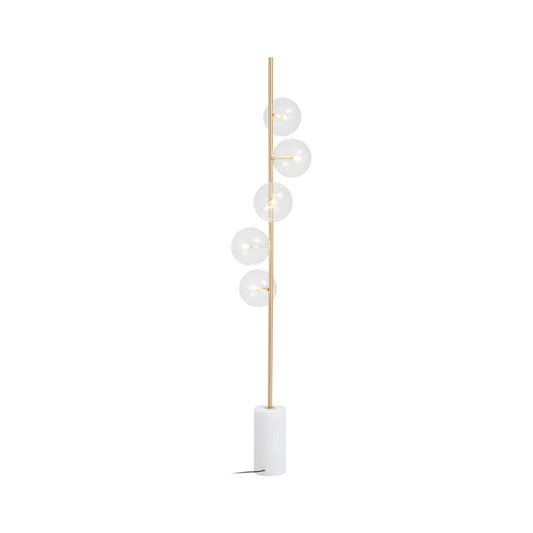 Abira Five Bulb White Marble Base Floor Lamp