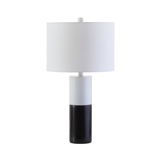 Eben Black Marble Base and White Shade Table Lamp