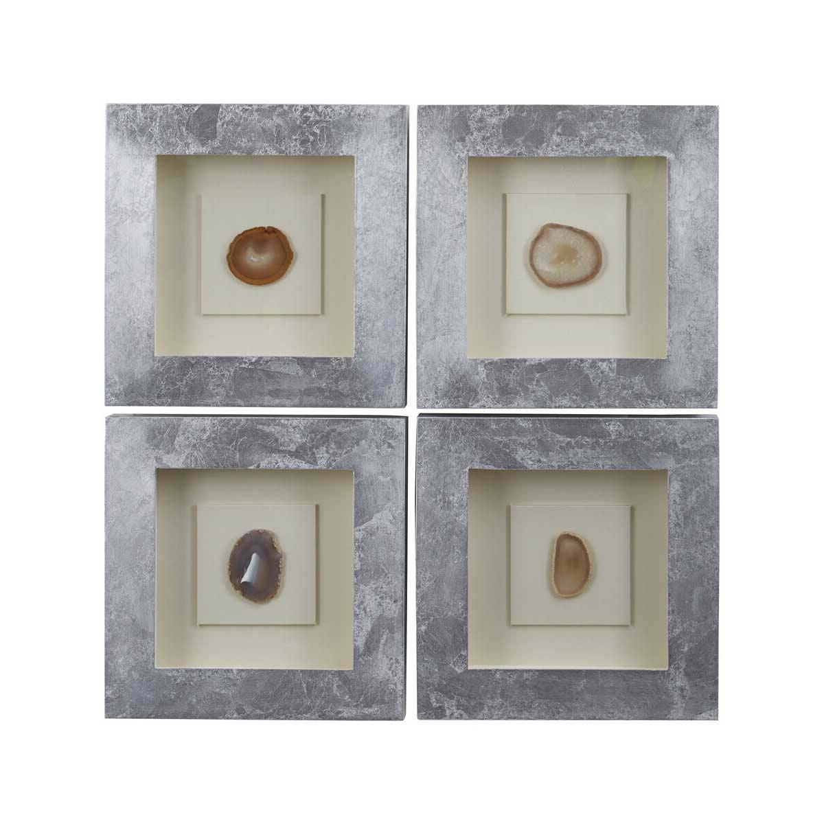 Nason Set Of 4 Grey Agate Wall Art