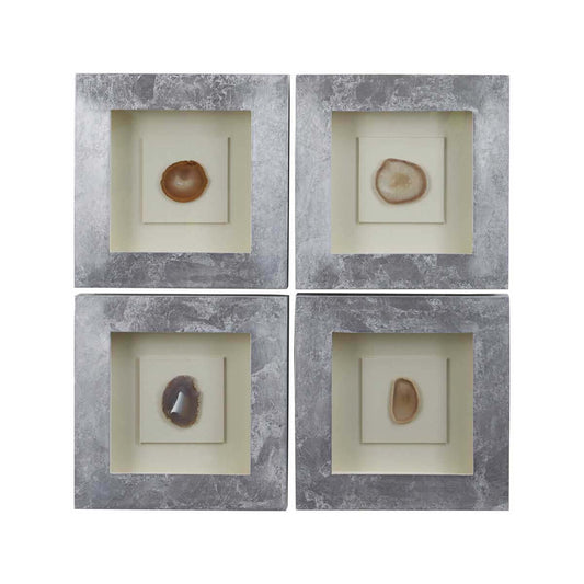 Nason Set Of 4 Grey Agate Wall Art