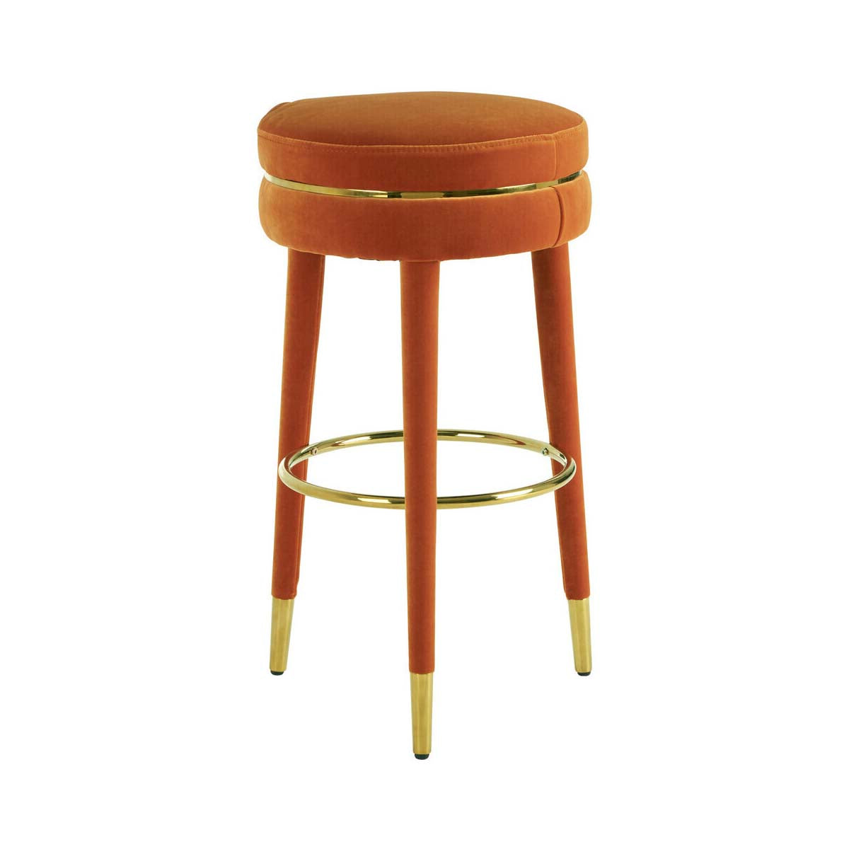 Manhattan Orange Velvet Bar Stool