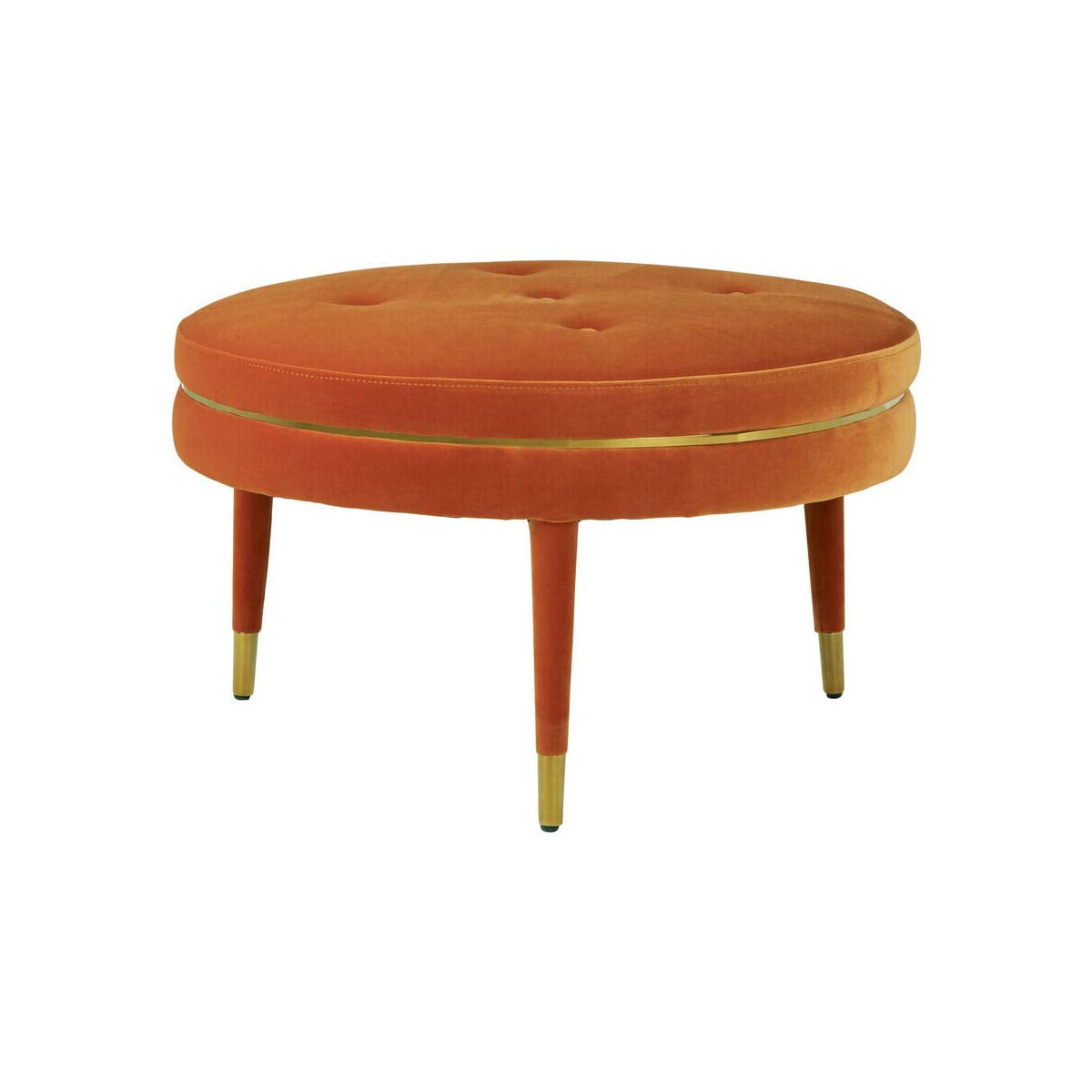 Manhattan Orange Velvet Footstool