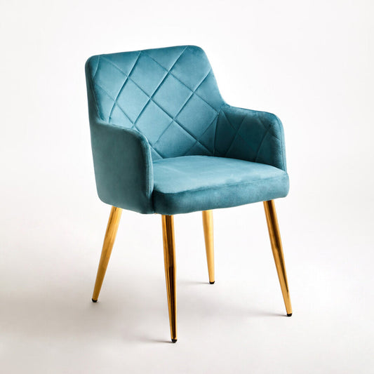 Tamzin Light Blue Velvet Angular Dining Chair