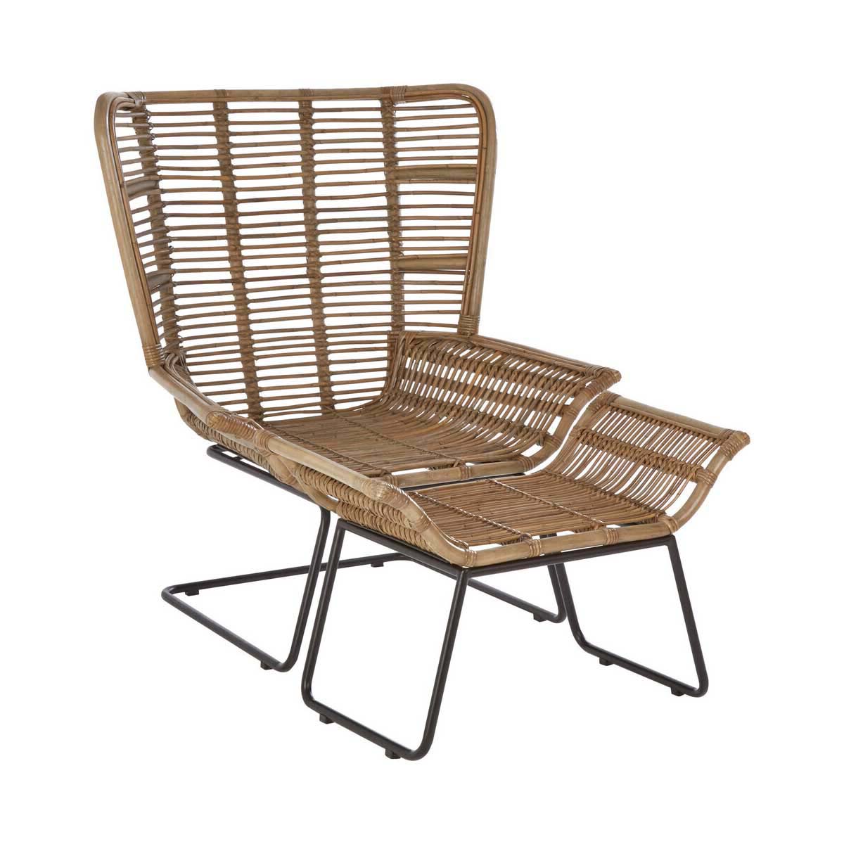 Manado Natural Rattan Lounge Chair And Footstool