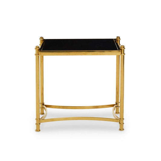 Ackley Gold Side Table with Black Glass