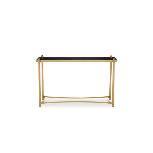 Ackley Gold Console Table with Black Glass