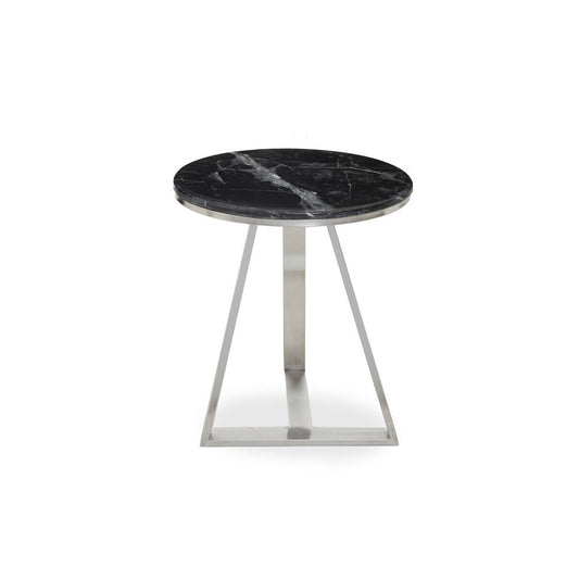 Alvaro Round Side Table With Black Marble Top
