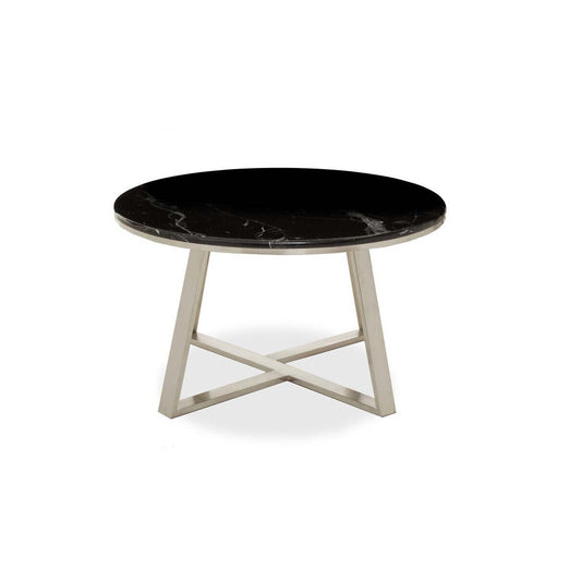 Alvaro Round Coffee Table With Black Marble Top