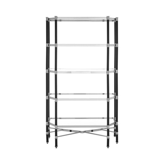 Allessi 5 Shelf Unit In Silver Metal and Black Frame