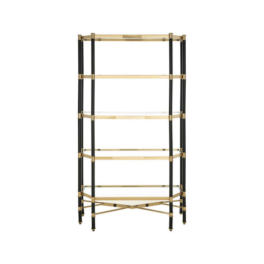 Allessi 5 Shelf Unit In Champagne Finish and Black Frame