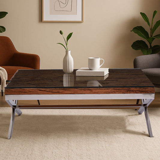 Kerala Natural Coffee Table With Cross Base