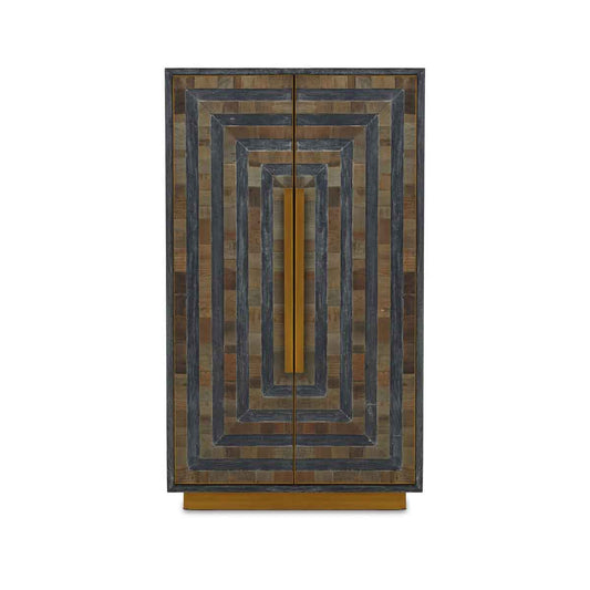 Roselle Recycled Elm Wood Cabinet With Brass Finish Base