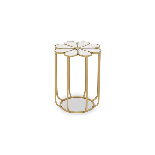 Rabia Petal Side Table With Mirrored Top
