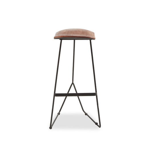 Nandri Distressed Brown Leather Bar Stool