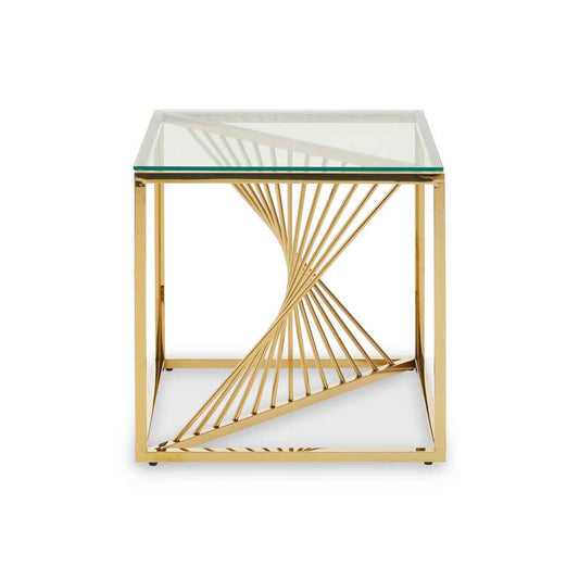 Amella End Table With Gold Finish Frame