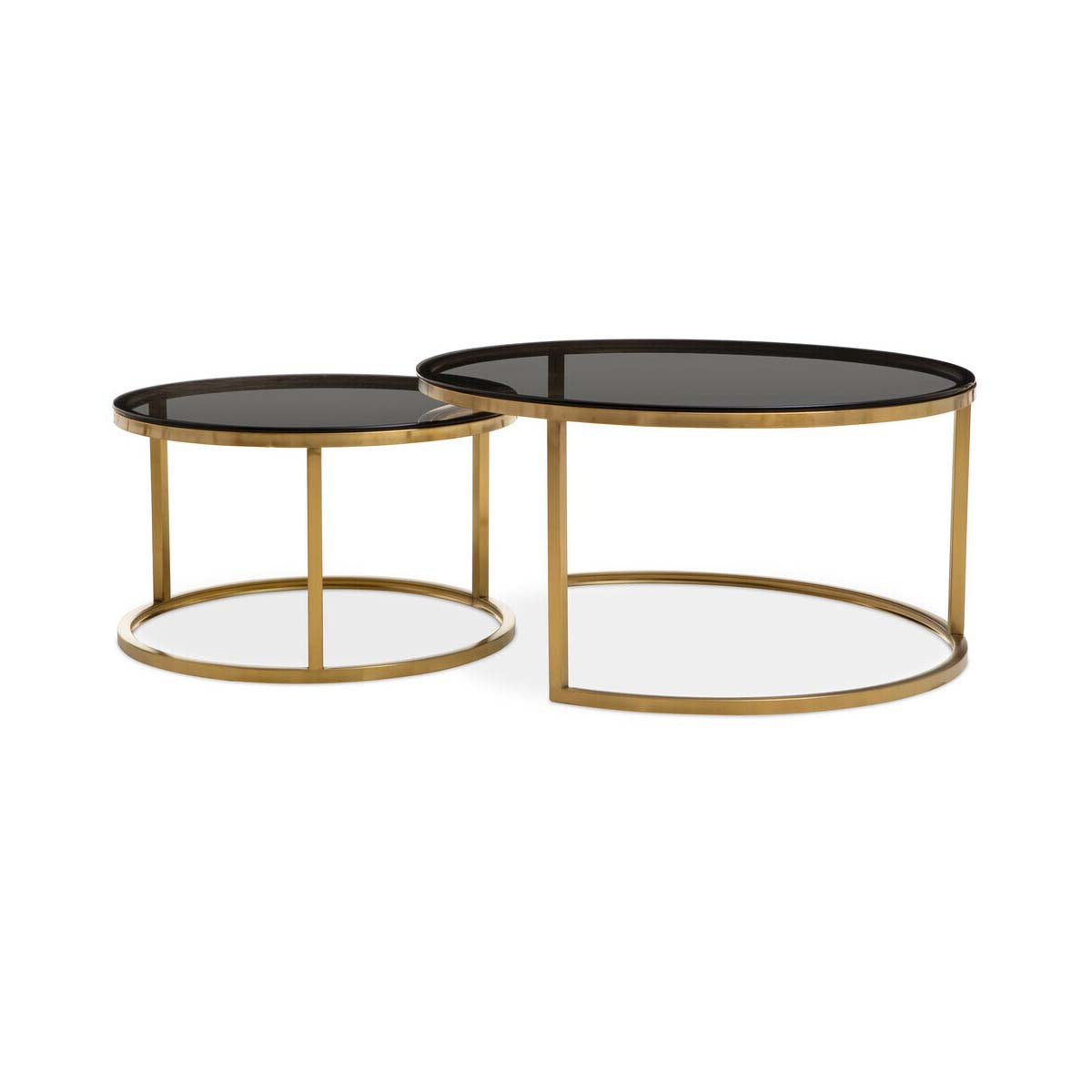 Alana Set of 2 Gold and Black Round Nesting Coffee Tables