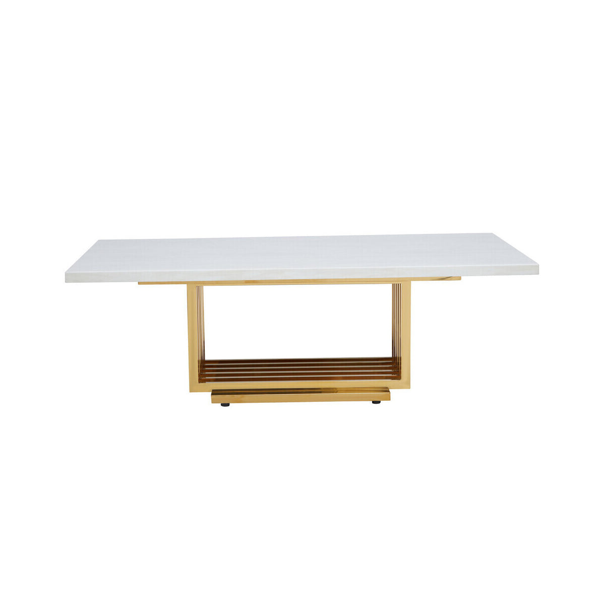 Moda Ivory White Faux Marble Coffee Table With Gold Finished Frame