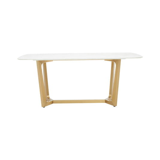 Moda White Fuax Marble Top Dining Table With Stainless Steel Frame