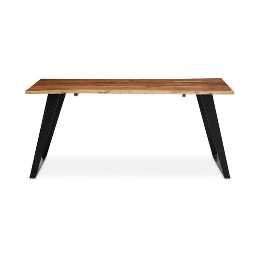 Surax Acacia Wood And Looped Iron Base Dining Table