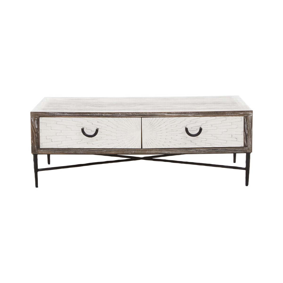 Milan 2 Drawer Recycled Elm Wood Coffee Table
