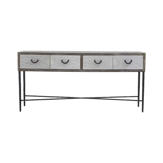 Milan Four Drawer Elm Wood Console Table