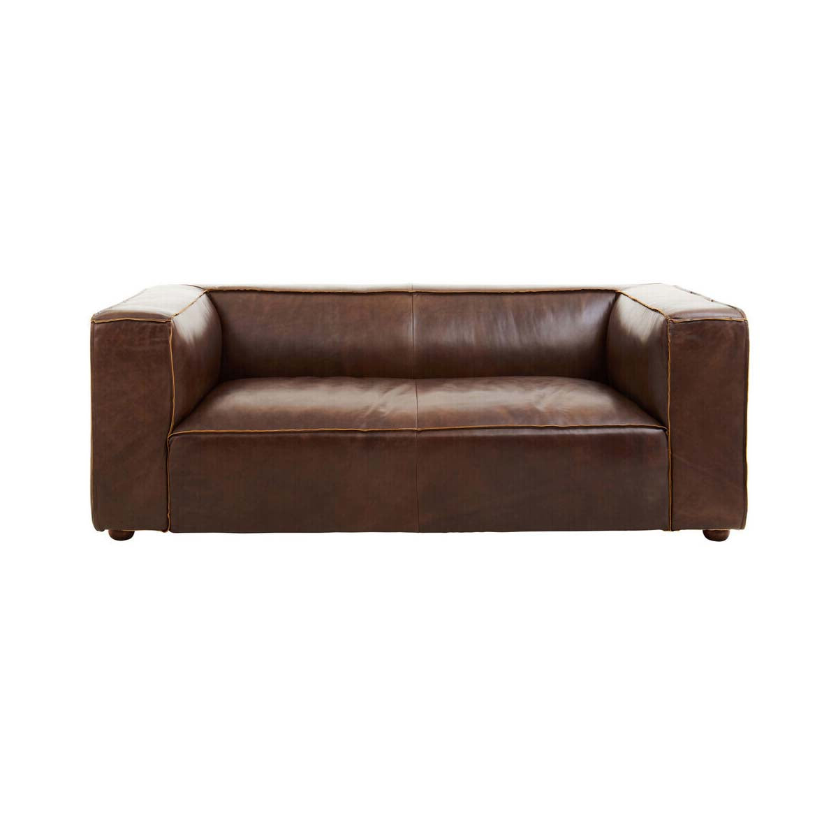King Two Seater Mexico Brown Leather Sofa