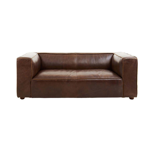 King Two Seater Mexico Brown Leather Sofa