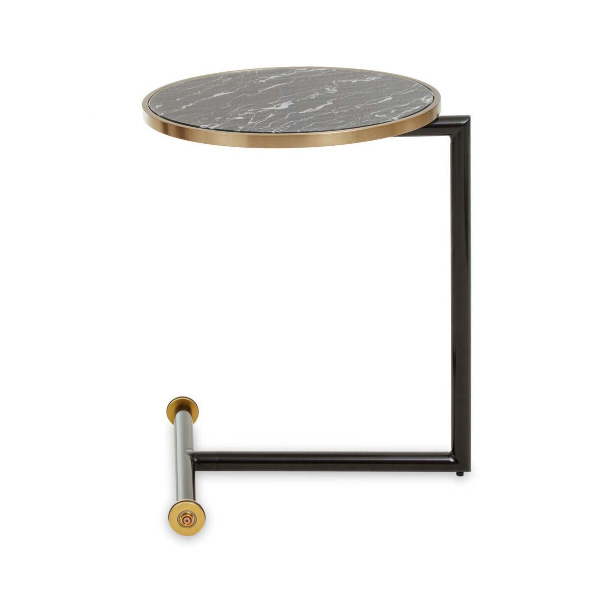 Oria Black Glass and Marble Effect Side Table