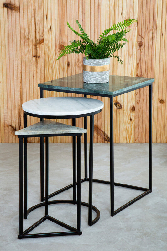 Mandoli Nest Of 3 Assorted Marble Tables